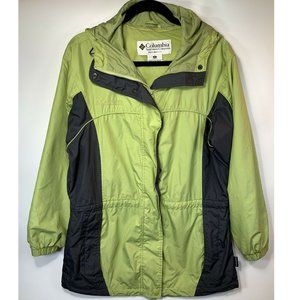 Columbia Womens Packable Medium Snap Zip Hooded Insulated Winter Jacket Green